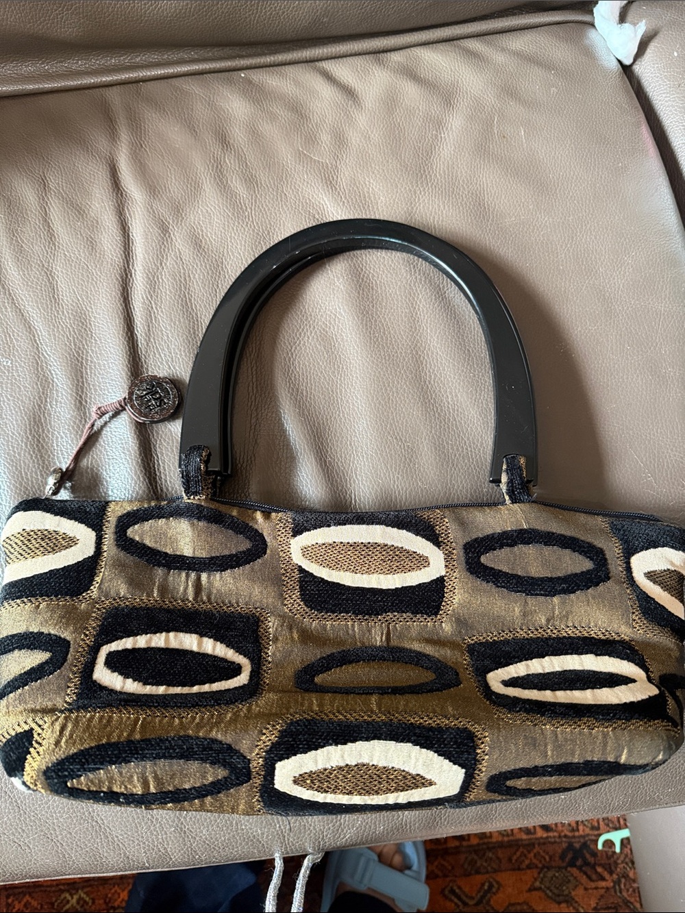 The Sak Women’s Black and Gold Patterned Top-Handle Bag